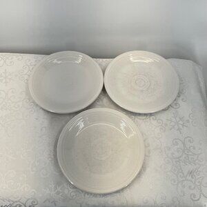 Fiesta Ware White Ceramic 7 1/4" Plates Authentic Homer Laughlin Set of‎ 3